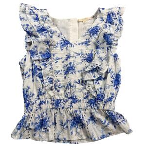 Forever That Girl Blue and White Floral Sleeveless Top Size 10
